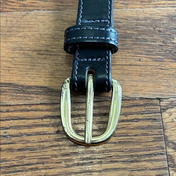 Tory English Bridle Black Leather Belt with White Stitching - Picture 4 of 6